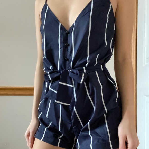 Zaful blue and white stripped romper - Picture 2 of 2